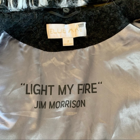 Designer ELLIE MAE Black Alea Faux Fur Collar Bomber Jacket size 2 - Picture 6 of 7